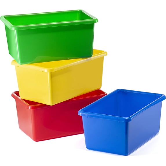 Prextex Toy Storage Bins - Pack of 4 Containers Closet Organizers Classroom Toys Organizers