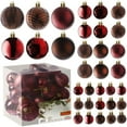 thumbnail image 1 of Prextex Wine Red Christmas Ball Ornaments for Christmas Decorations - 36 Pieces Xmas Tree Shatterproof Ornaments with Hanging Loop for Holiday and Party Decoration (Combo of 6 Styles in 3 Sizes), 1 of 7
