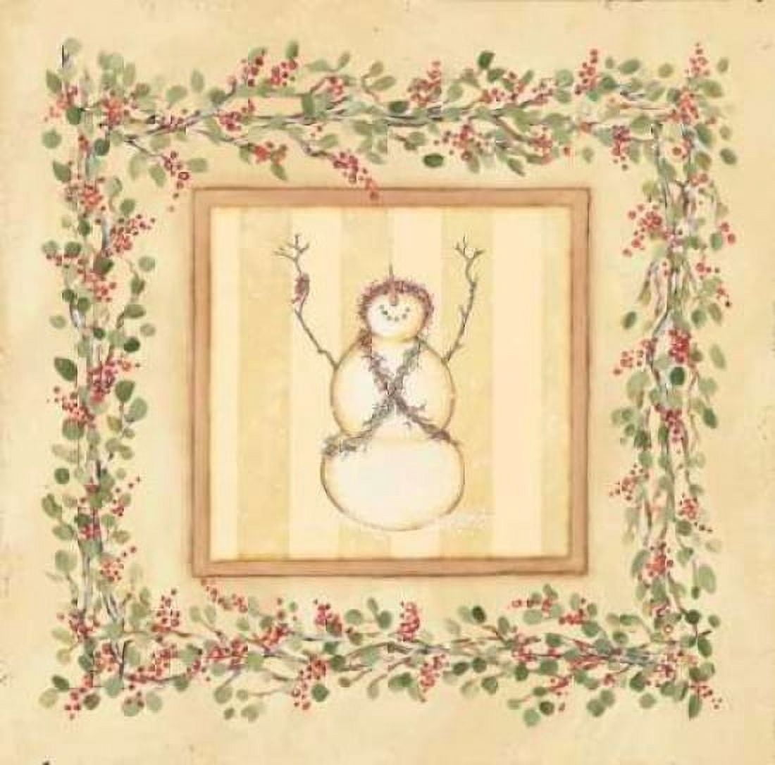Priaising Snowman Canvas Art - Stephanie Marrott (24 x 24)