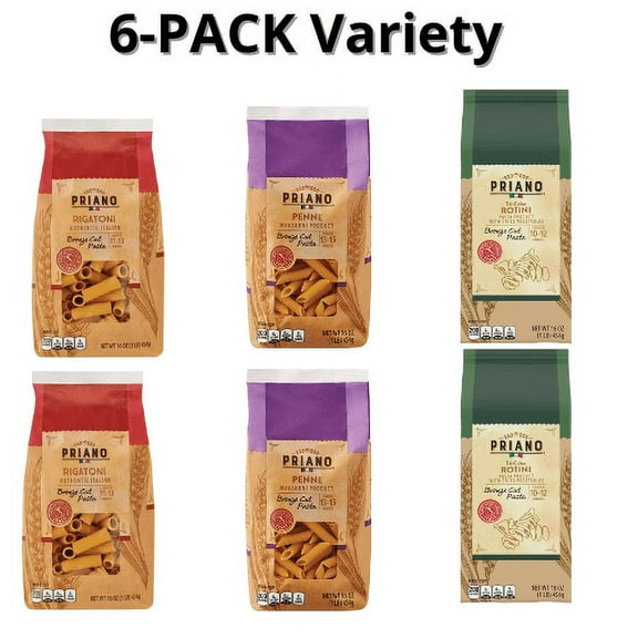 Priano 6-Pack Variety Bronze Cut Pasta 16 oz