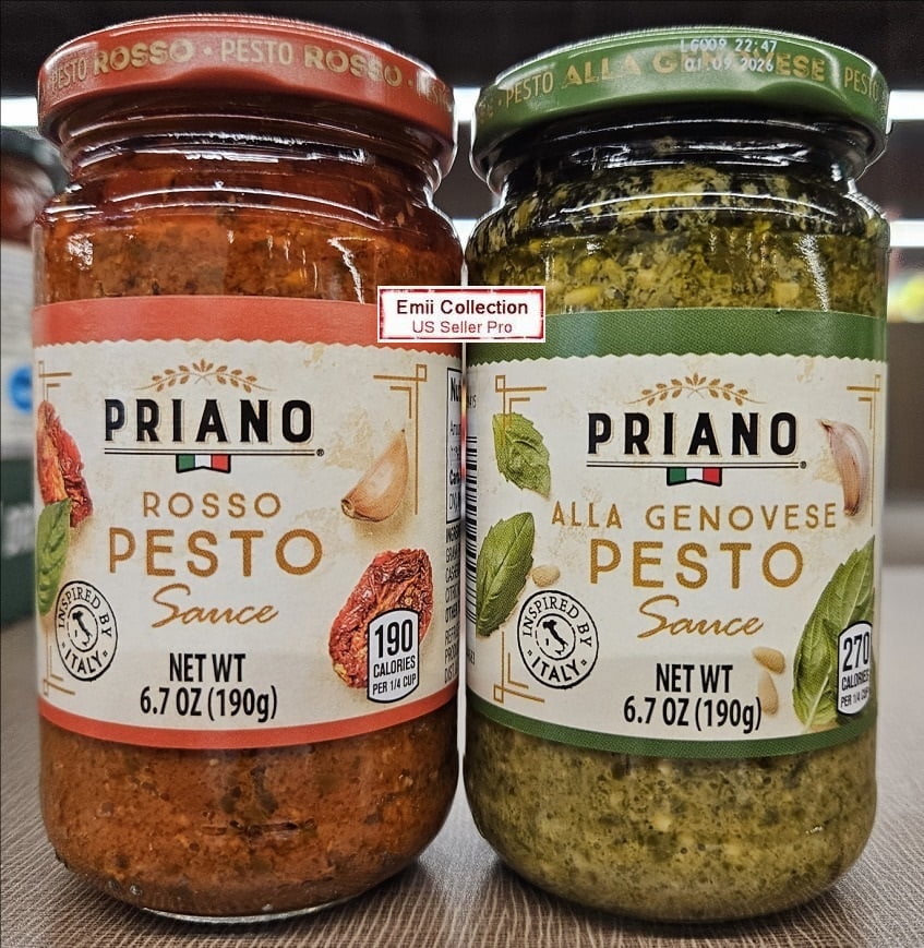 Priano Rosso Pesto and Alla Genovese Pesto Sauce 6.7oz 190g (2
