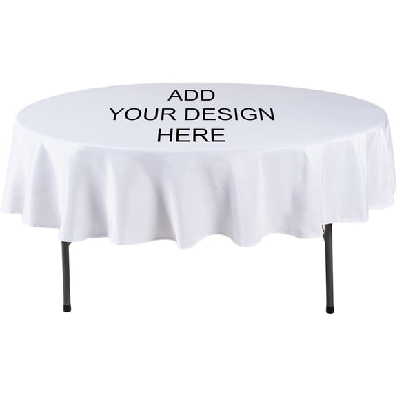 (Price/1) Custom Round Tablecloth, Dining Room Table Cover-WhiteCustomized Image Text-57.8*57.8"
