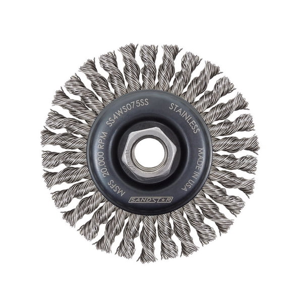 (Price/10/Box)Sand Star SS6WS1SS 6 Stringer Bead, 48 Knots, .020 Stainless Steel , 5/8-11 Trim, 5/16 Face, 5/8-11 Nut, Msfs 12,000 RPM