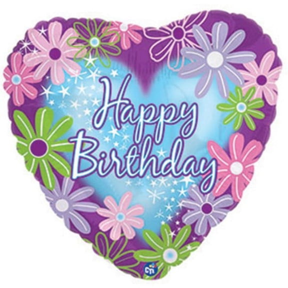 (Price/10 /Pack)Cti Industries Happy Birthday Twinkle Heart Mylar Balloons