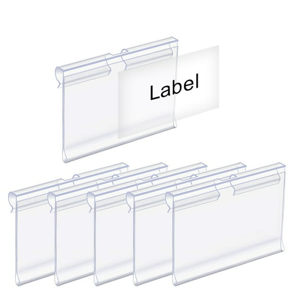 (Price/100 Pcs)100 Pcs Label Holder Clear Plastic Retail Price Hang Tag for Shelves Wire Shelf Warehouse Rack 2.36" x 1.65"