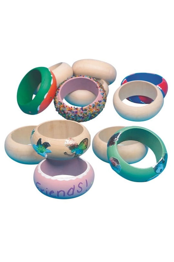 (Price/12 /Pack)S&S Worldwide Large Wooden Bangle Bracelet