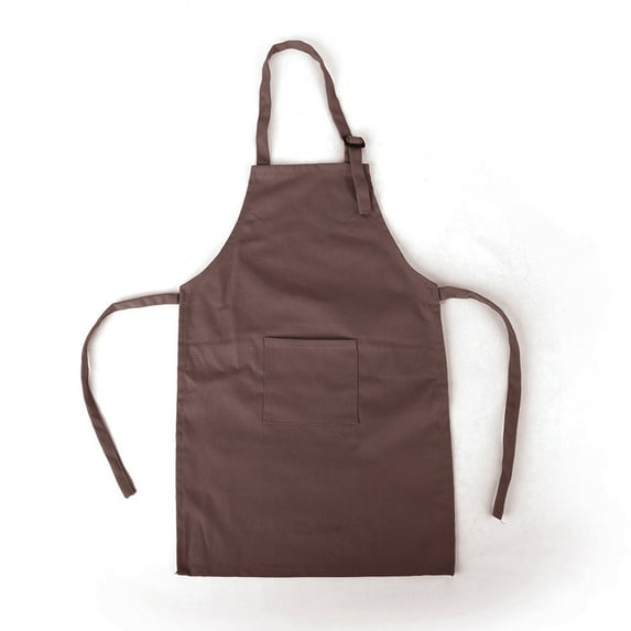 (Price/12 Pcs) Opromo Colorful Cotton Canvas Kids Aprons with Pocket, Artist Apron & Chef Apron(S-XXL)-Coffee-M