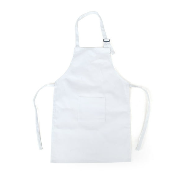 (Price/12 Pcs) Opromo Colorful Cotton Canvas Kids Aprons with Pocket, Artist Apron & Chef Apron(S-XXL)-White-M
