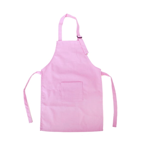 (Price/12 Pcs) Opromo Colorful Cotton Canvas Kids Aprons with Pocket, Artist Apron & Chef Apron(S-XXL)-light pink-L