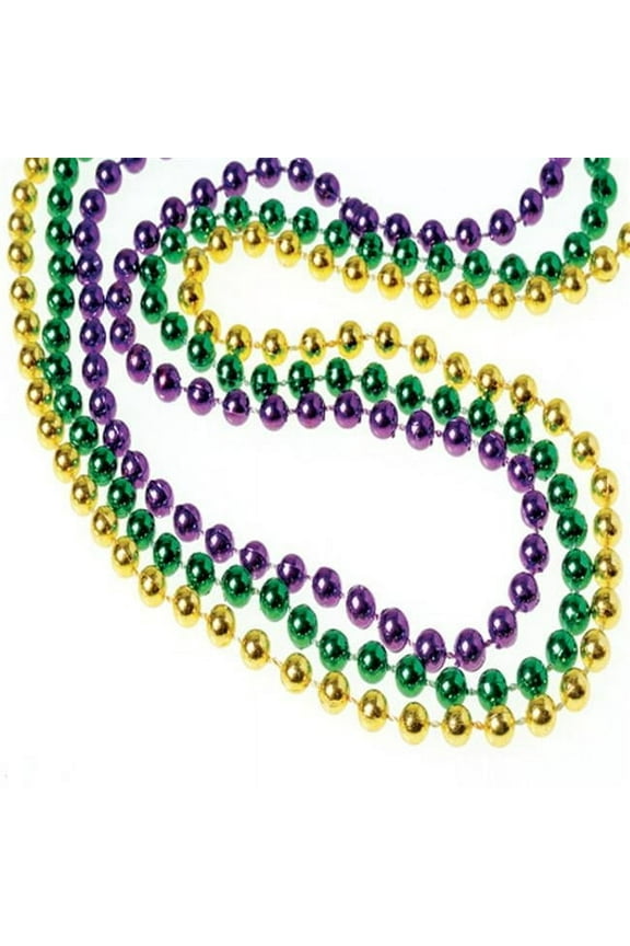(Price/144 Pieces) OD439 Bulk Mardi Gras 6mm Bead Necklaces