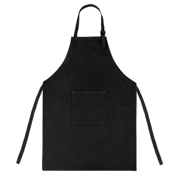 (Price/2 PCS) Opromo Colorful Cotton Canvas Kids Aprons with Pocket, Artist Apron & Chef Apron (S-XXL)-Black-M