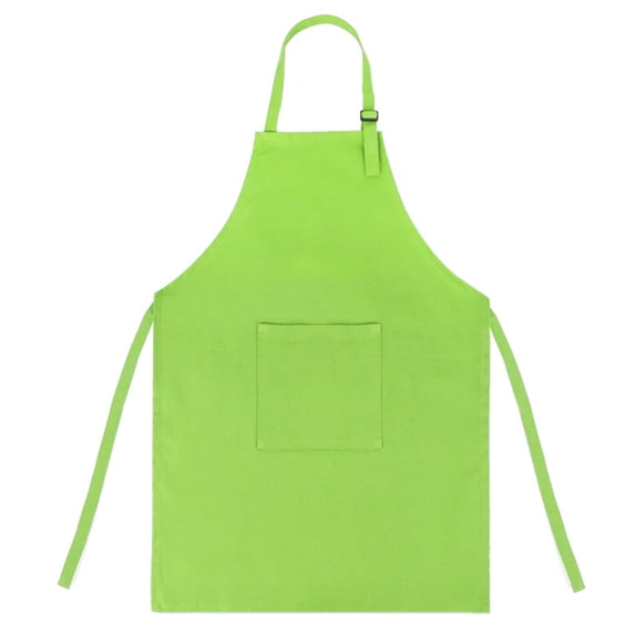 (Price/2 PCS) Opromo Colorful Cotton Canvas Kids Aprons with Pocket, Artist Apron & Chef Apron (S-XXL)-Green-XXL