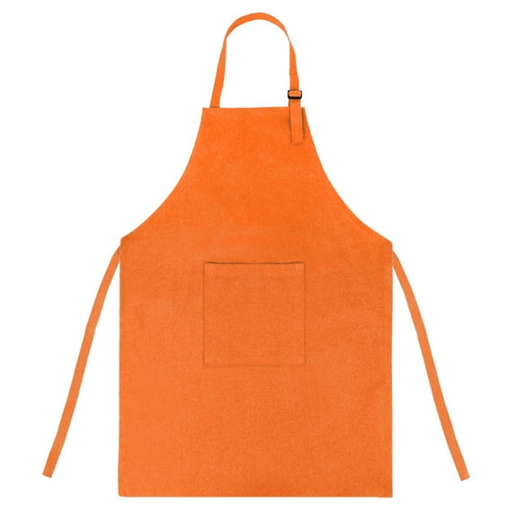 (Price/2 PCS) Opromo Colorful Cotton Canvas Kids Aprons with Pocket, Artist Apron & Chef Apron (S-XXL)-Orange-M