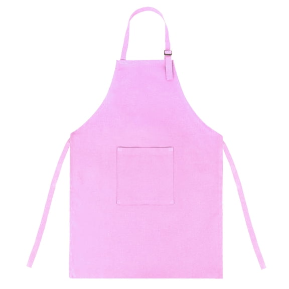 (Price/2 PCS) Opromo Colorful Cotton Canvas Kids Aprons with Pocket, Artist Apron & Chef Apron (S-XXL)-light pink-S