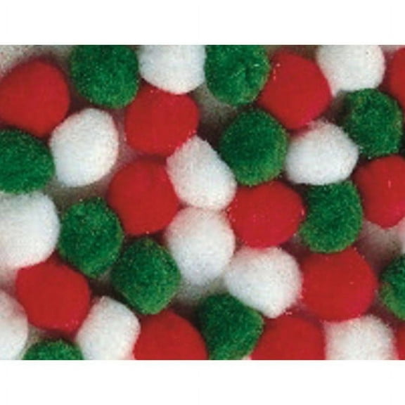 (Price/50 /Pack)S&S Worldwide Pom Poms, 1" - Holiday Colors