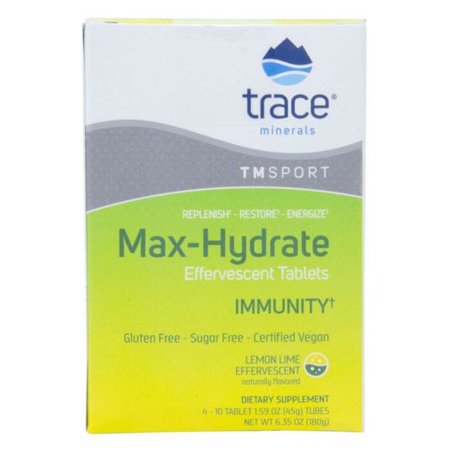 (Price/8 Tubes)Trace Minerals Max-Hydrate Immunity Tablets, Lemon Lime-8 Tubes