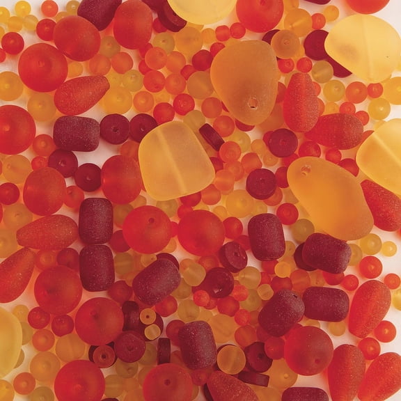 (Price/Bag)S&S Worldwide Sea Glass Bead Assortment, Burning Sun