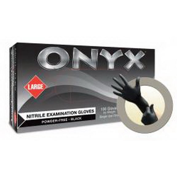 (Price/Box)Microflex MICN643 GLOVES NITRILE EXAM ONYX BLK LRGE 100/BX