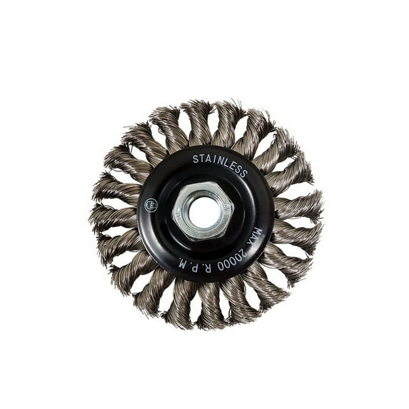 (Price/Box)Sand Star SS4WK625SS 4 Wheel Brush, 20 Knots, .014 Stainless , 3/4 Trim, 1/2 Face, 5/8-11 Nut, 20000 Max RPM