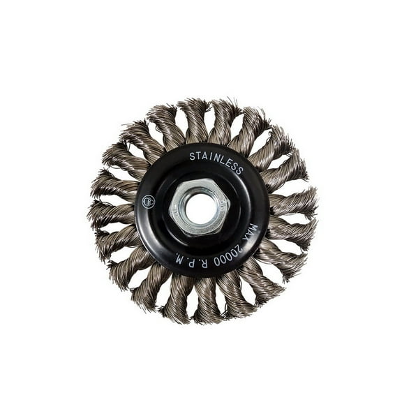 (Price/Box)Sand Star SS4WK625SS 4 Wheel Brush, 20 Knots, .014 Stainless , 3/4 Trim, 1/2 Face, 5/8-11 Nut, 20000 Max RPM