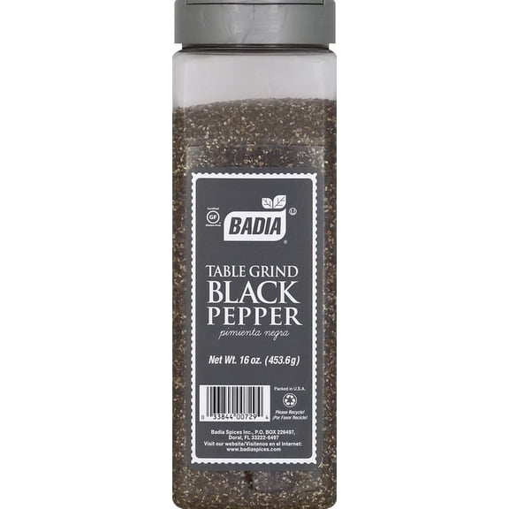 (Price/CASE)Badia Pepper Black Table Grind Rollermill 16 Ounce Bottle- 6 Per Case