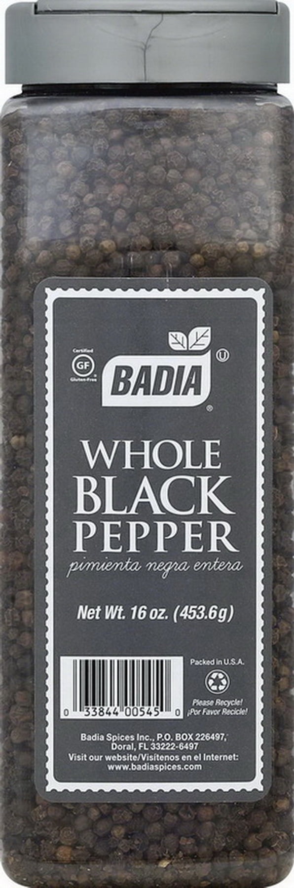 (Price/CASE)Badia Pepper Black Whole 16 Ounce Bottle- 6 Per Case