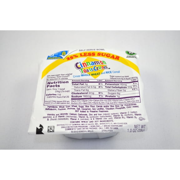 (Price/CASE)Cinnamon Toast Crunch 16000-29444 Cinnamon Toast Crunch(R) Bowlpak 25% Less Sugar