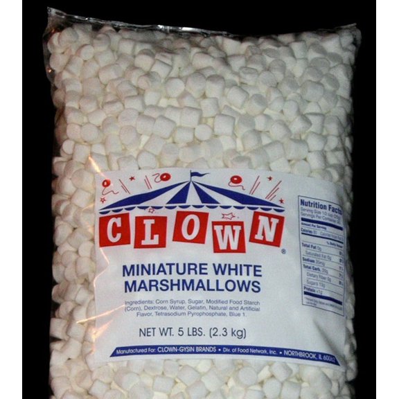 (Price/CASE)Clown Miniature White Marshmallows No Artificial Colors Bulk 5 Pound Bag - 4 Per Case