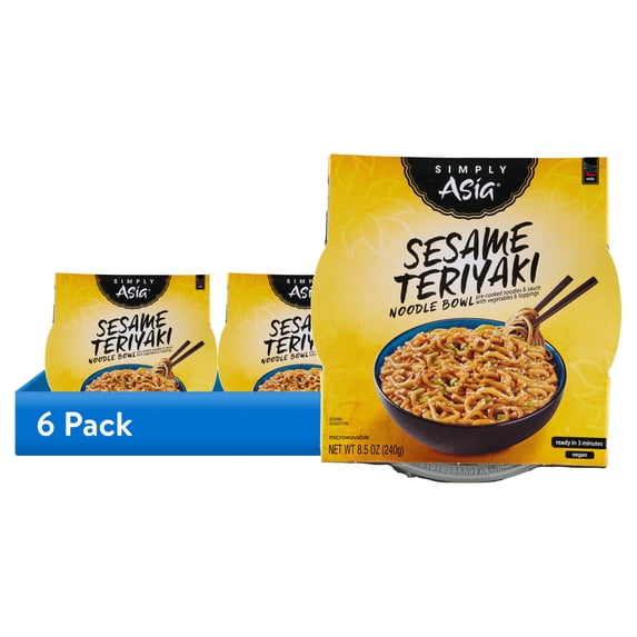 (6 pack) Simply Asia Sesame Teriyaki Noodle Bowl, 8.5 oz Cup