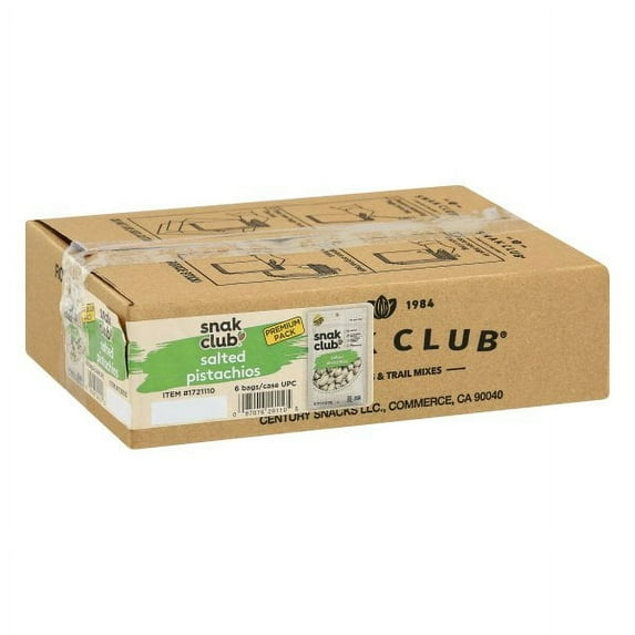 (Price/CASE)Snak Club 1721110 Century Snacks Premium Pack Salted Pistachios 2.25 ounce - 6 Per Case