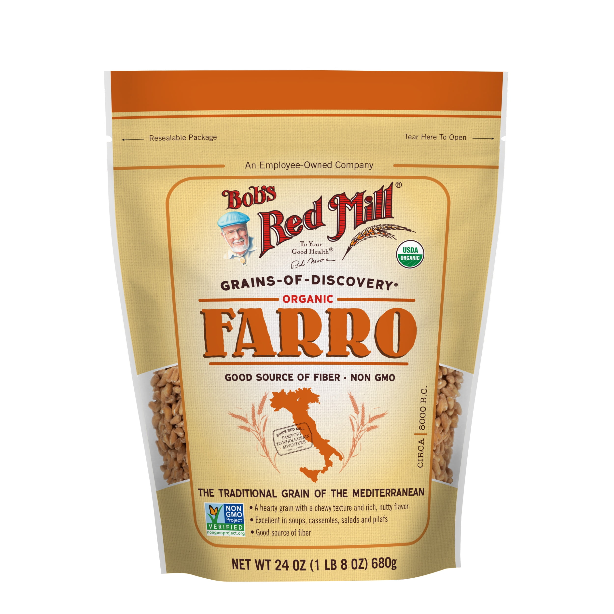 (4 pack) Bob's Red Mill Organic Farro Grain 24 oz