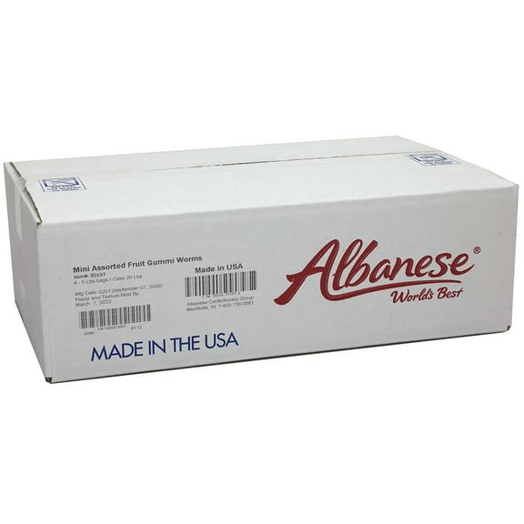 (Price/Case)Albanese Mini Assorted Fruit Gummy Worms Bulk, 5 Pound, 4 Per Case
