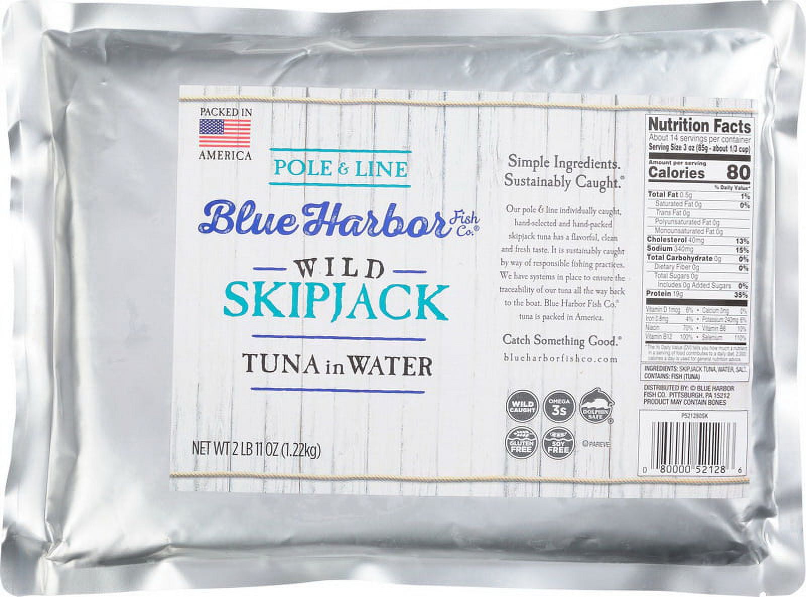 Blue Harbor Pole and Line Skipjack Tuna in Water, 43 Ounces, 6 Per Case