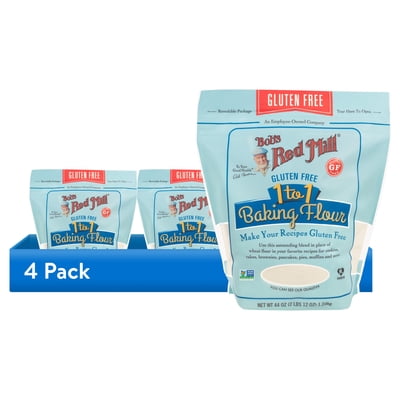 (4 pack) Bob's Red Mill Gluten Free 1-to-1 Baking Flour,  Blend, 44 oz Bag