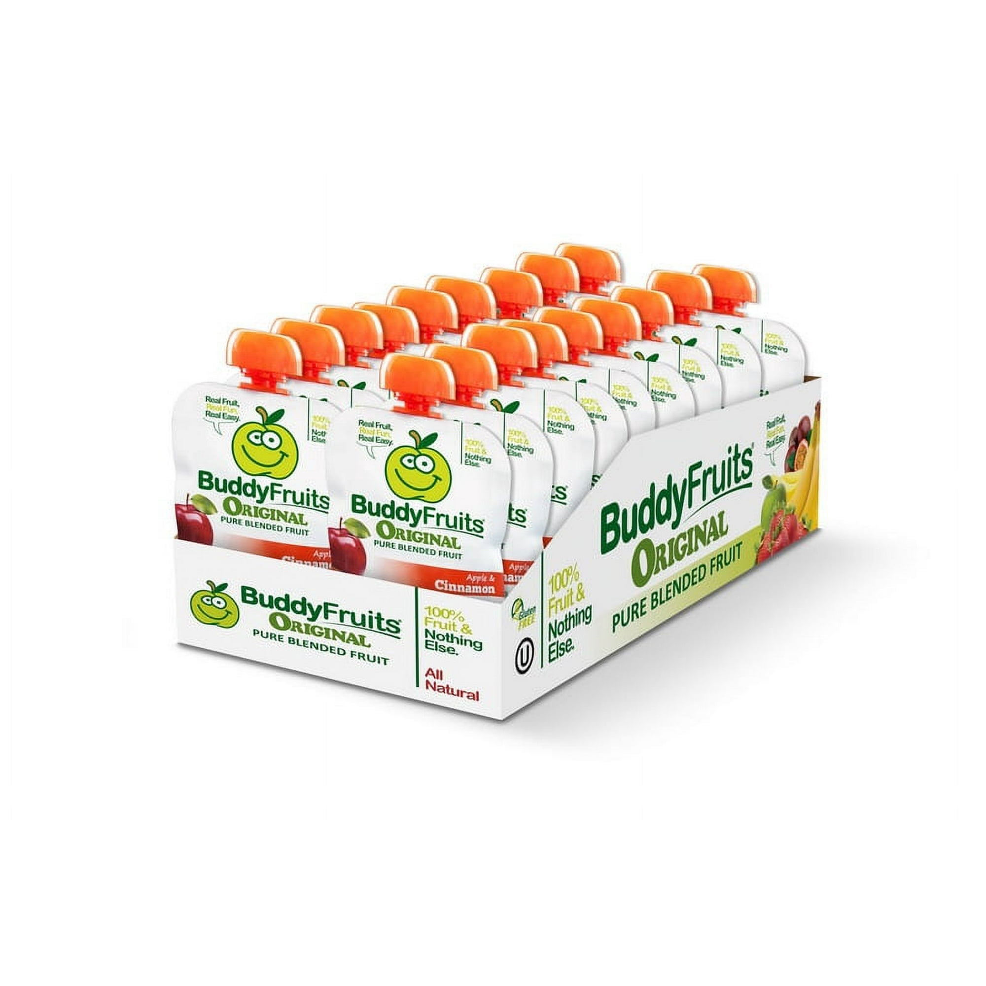 Buddy Fruits Pure Blended Apple And Cinnamon Snack, 3.2 Ounces, 18 Per Case