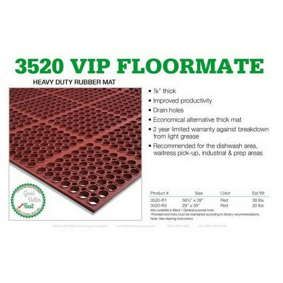 (Price/Case)Cactus Mat Vip Floor Mat Red 58 Inches Extra 39", 1 Each, 1 per case