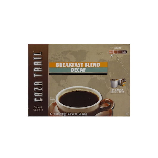 (Price/Case)Caza Trail Coffee Breakfast Blend Decaffeinated Single Service Brewing Cup, 24 Each, 4 per case