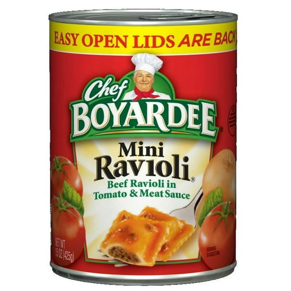 (24 pack) Chef Boyardee Mini Ravioli, Beef Ravioli in Pasta Sauce, Ready-to-Eat Meal, 15 oz. Can