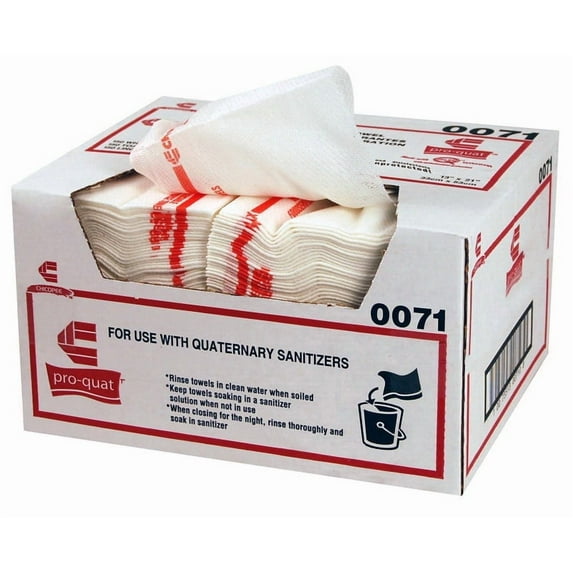 (Price/Case)Chicopee Chix 13" X 21" Pro-Quat Foodservice, White With Red Print, Medium-Heavy Duty Towel With Microban, 1 Piece, 1 per case