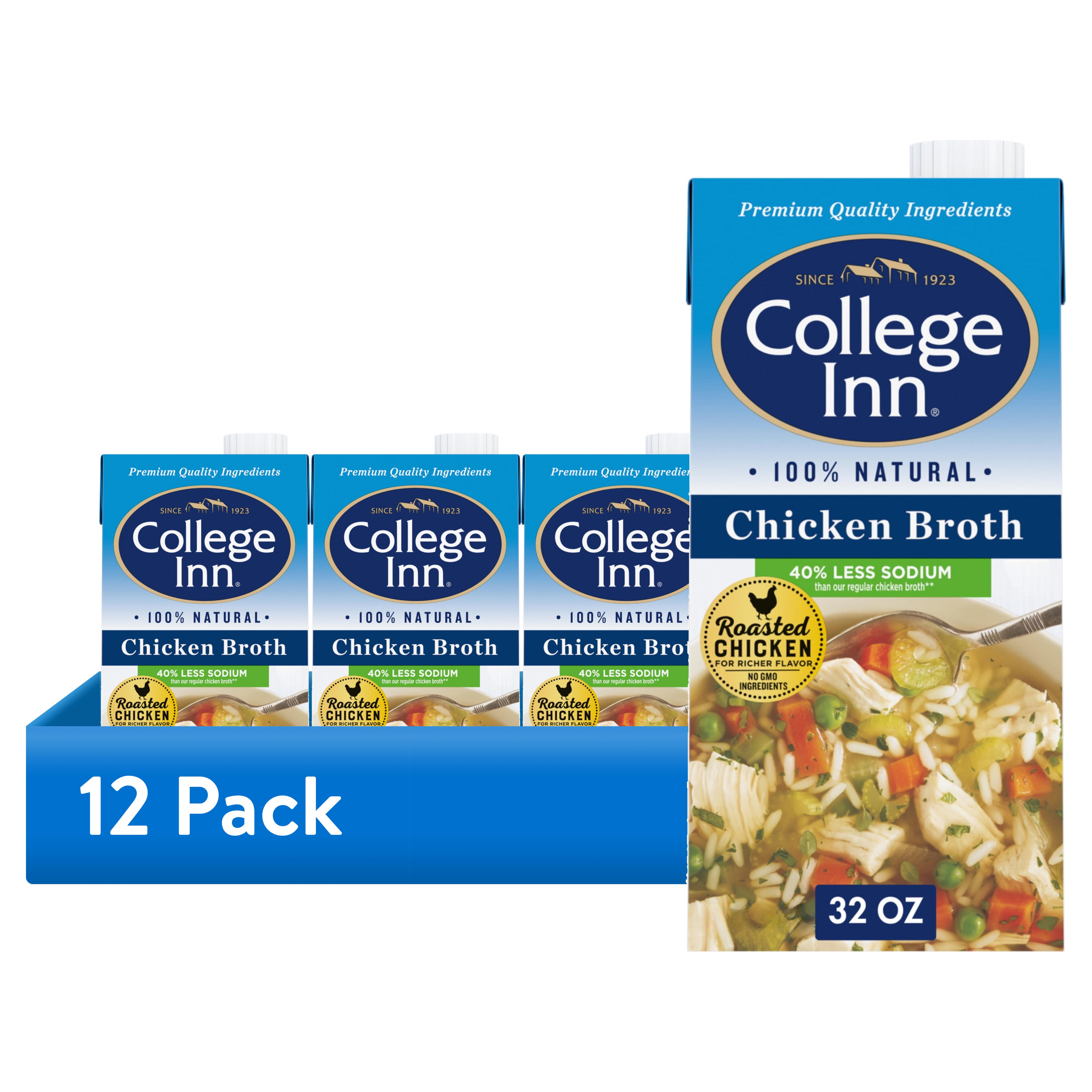 (12 pack) College Inn 40% Less Sodium Chicken Broth, 32 oz Carton ...