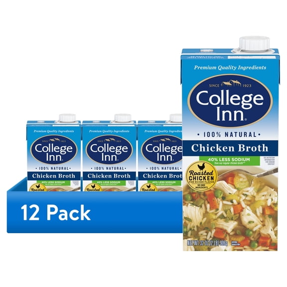 (12 pack) College Inn 40% Less Sodium Chicken Broth, 32 oz Carton