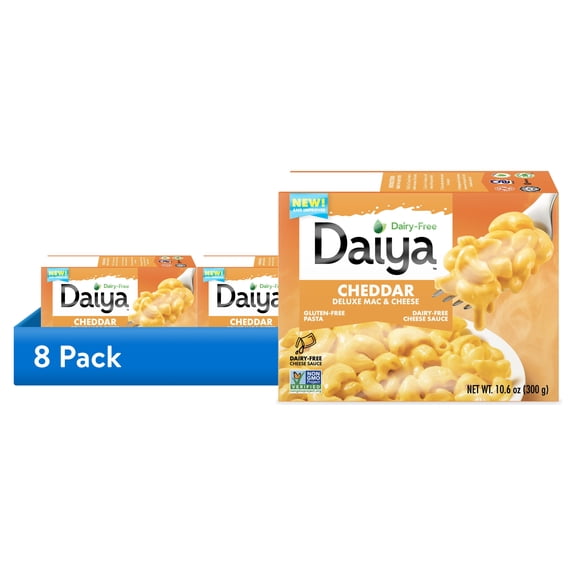 (8 pack) Daiya Dairy Free Gluten Free Deluxe Cheddar Mac & Cheese, Vegan, 10.6 oz (Shelf Stable)