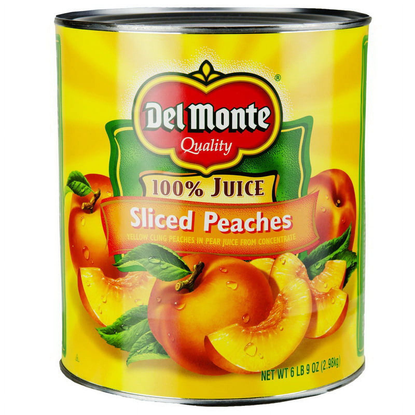 (Price/Case)Del Monte In Pear Juice Sliced Yellow Cling Peaches #10 Can - 6 Per Case
