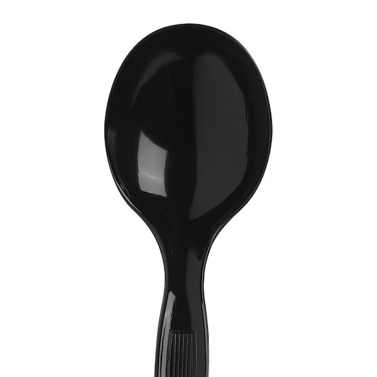 Mediumweight Polystyrene Cutlery Plastic Soup Spoon - Black (1000/Carton)
