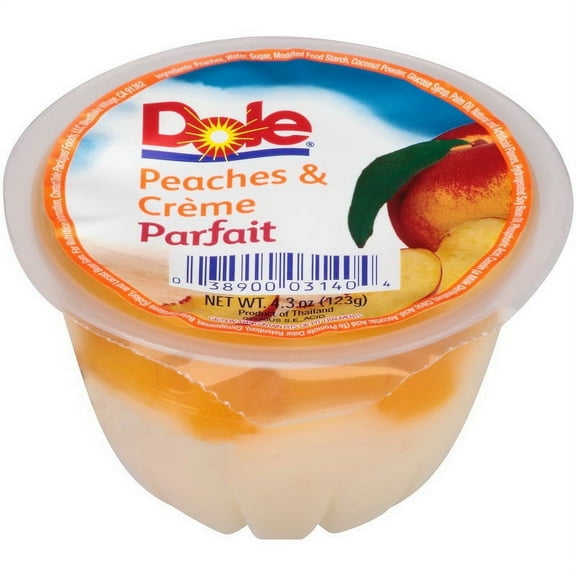 Dole Fruit Bowls Low Fat Peaches & Creme Parfait Snacks, 4.3oz 36 Total Cups, Gluten & Dairy Free, Bulk Lunch Snacks for Kids & Adults