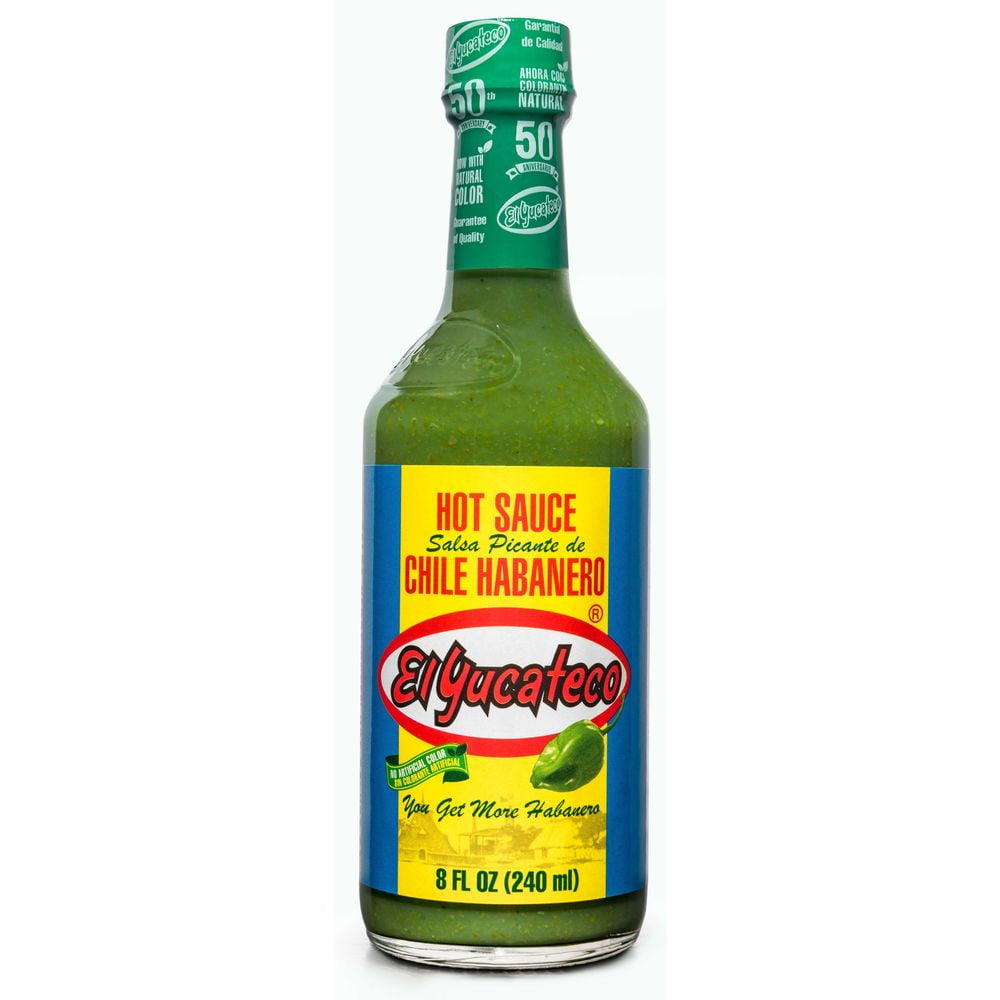 El Yucateco Green Habanero Hot Sauce, 12 Pack, 8 Fluid Ounce Each, Gluten Free, Kosher, Halal
