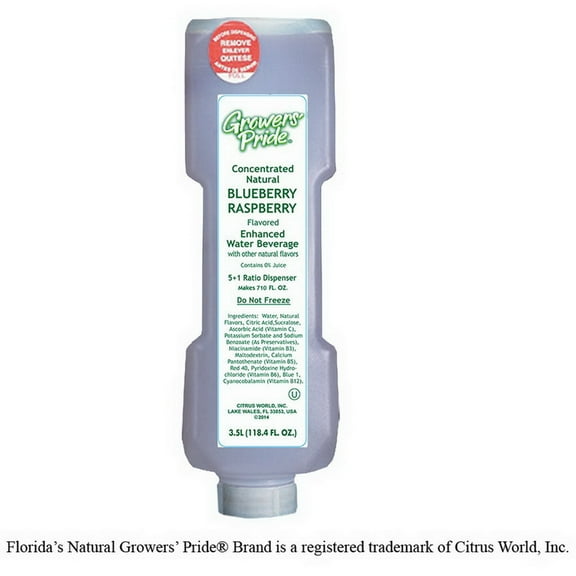 (Price/Case)Florida Natural Growers' Pride Shelf Stable Blueberry Raspberry Flavored Water 3.5 Liter - 3 Per Case