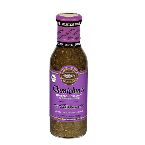 Gaucho Ranch Chimichurri Sauce Mediterranean | Chimichurri Seasoning Mix of Parsley, Basil, Garlic and Thyme | Adobo Sauce Gluten Free, Keto, Vegan | Ideal for Meat - 12.5oz