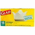 thumbnail image 1 of (Price/Case)Glad Tall Quick Tie 13 Gallon Trash Bags, 15 Count, 12 per case, 1 of 1