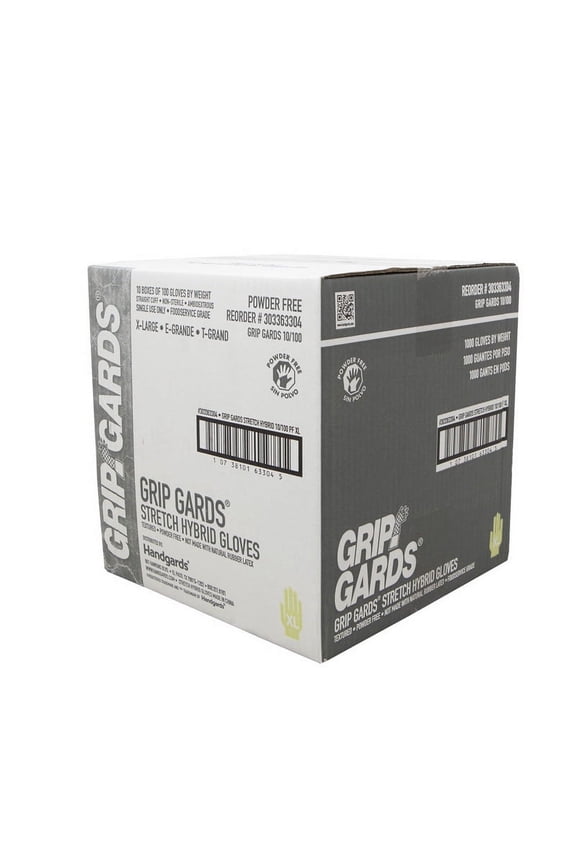 (Price/Case)Grip Gards Gloves Clear Stretch Extra Large, 100 Each, 100 per box, 10 per case